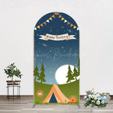 Lofaris Camping Night Forest Happy Birthday Arch Backdrop